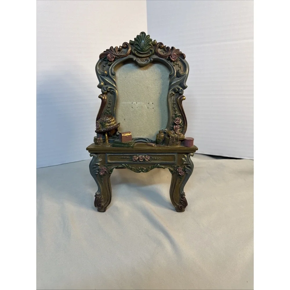 Ornate 3D Resin Vanity Table Picture Frame - Vintage Rococo Shabby Chic Tabletop